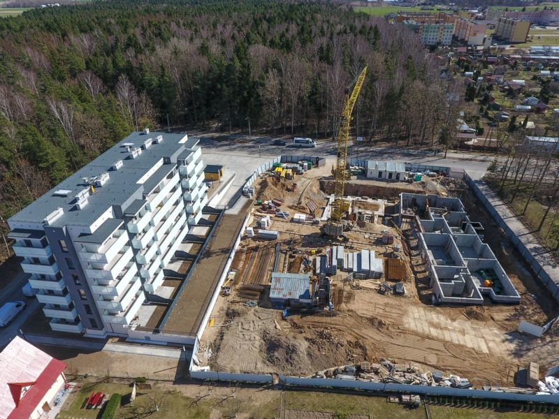 Osiedle Leśna Przystań w Mońkach z lotu ptaka kwiecień 2019