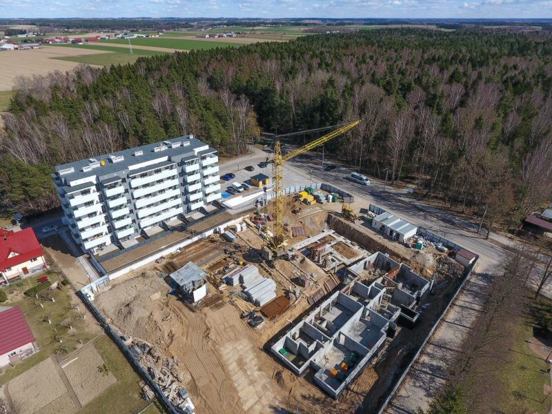 Osiedle Leśna Przystań w Mońkach z lotu ptaka kwiecień 2019