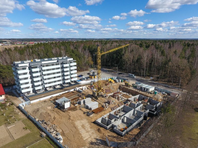 Osiedle Leśna Przystań w Mońkach z lotu ptaka kwiecień 2019